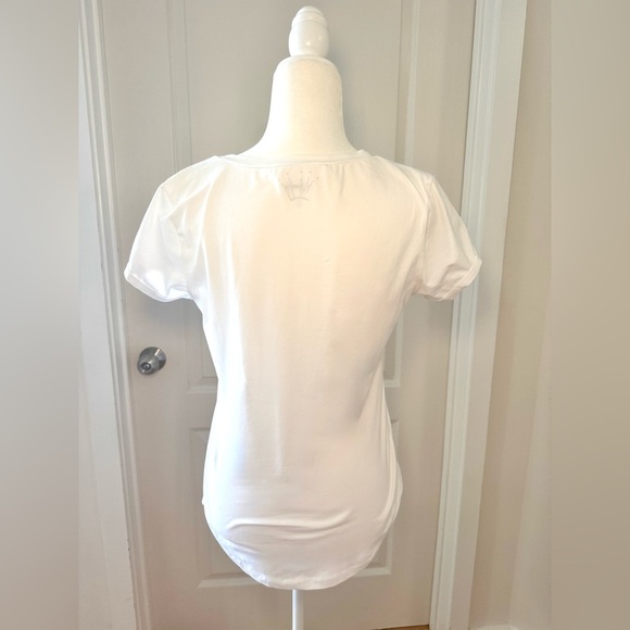 Designer Beaded Eyelash & Lip Graphic Tee – Size Large, White Statement T-Shirt - Picture 3 of 3